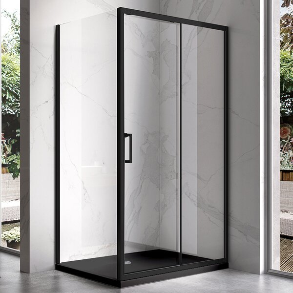 BPS-koupelny Obdélníkový sprchový kout KZ103A BL 100x80 černý/transparent + vanička SXL03C BL černá