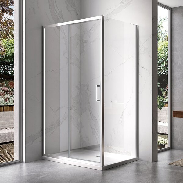 BPS-koupelny Obdélníkový sprchový kout KZ103A 100x80 chrom/transparent + vanička ST03A BL černá