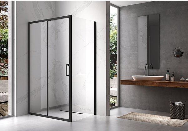 BPS-koupelny Obdélníkový sprchový kout ZES KZ103 BL 90x80 černá/transparent - bez vaničky