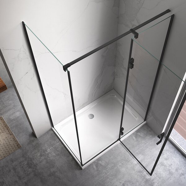BPS-koupelny Obdélníkový sprchový kout ZES KZ03D BL 120x100 černá/transparent - bez vaničky