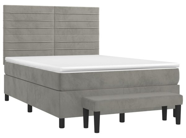 Box spring postel s matrací světle šedá 140x190 cm samet 3137899