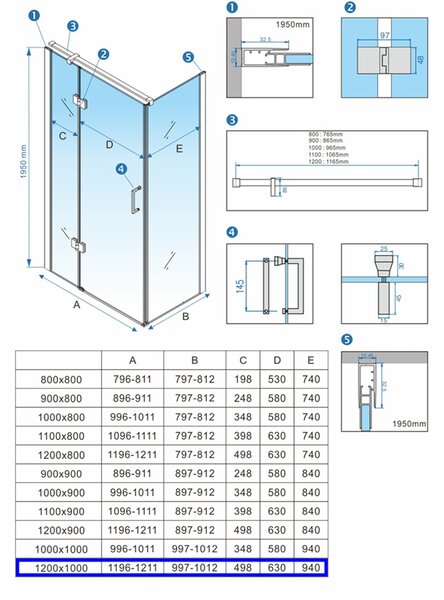 BPS-koupelny Obdélníkový sprchový kout KZ03D 120x100 chrom/transparent + vanička ST06C BL černá