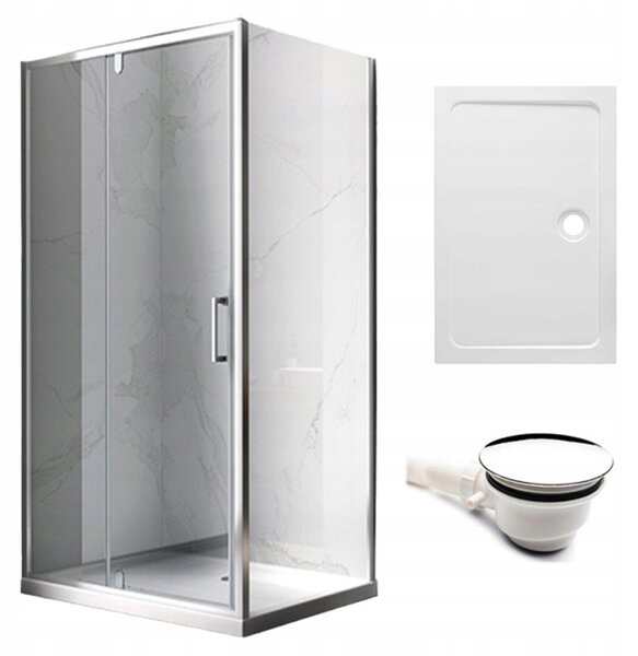 BPS-koupelny Obdélníkový sprchový kout KZ06D 120x80 chrom/transparent + vanička ST03C WH bílá