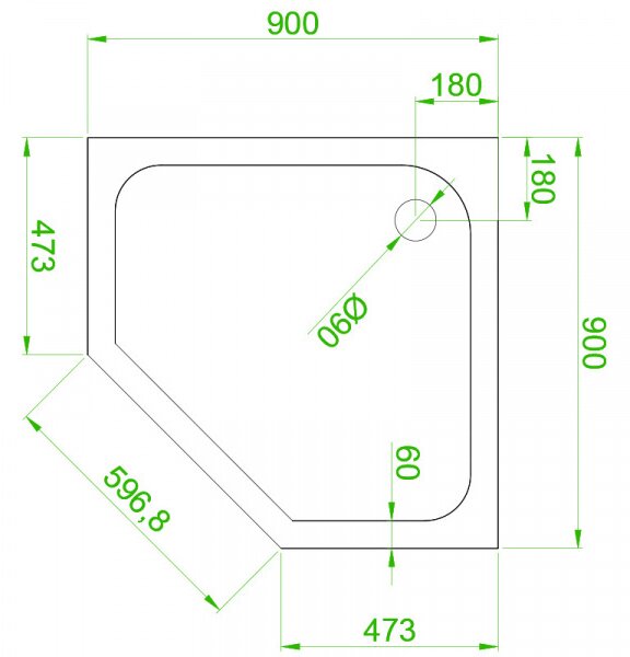 BPS-koupelny Pětiúhelníkový sprchový kout BS07B 90x90 černá/transparent + vanička ST07B WH bílá
