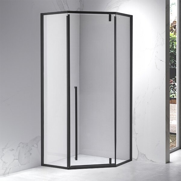 BPS-koupelny Pětiúhelníkový sprchový kout BS07B 90x90 černá/transparent + vanička SXL07B BL černá
