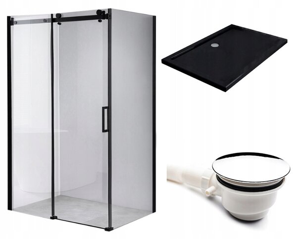 BPS-koupelny Obdélníkový sprchový kout BS14A 100x90 černý/transparent + vanička ST04A černá