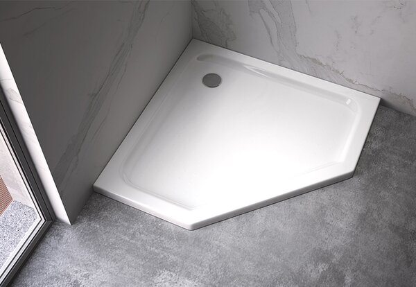 BPS-koupelny Pětiúhelníkový sprchový kout BS07B 90x90 černá/transparent + vanička ST07B WH bílá