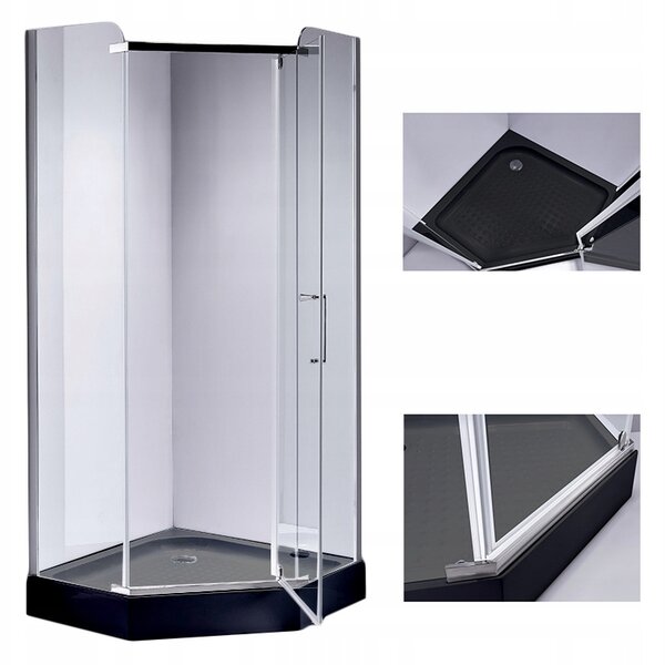 BPS-koupelny Pětiúhelníkový sprchový kout KZ91A 80x80 cm chrom/transparent + vanička SXL07A BL černá