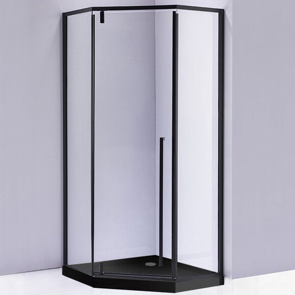BPS-koupelny Pětiúhelníkový sprchový kout BS07B 90x90 černá/transparent + vanička SXL07B BL černá