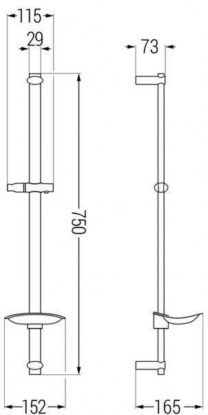 Mexen DB sprchová tyč s mýdlenkou 75 cm, černá - 79384-70