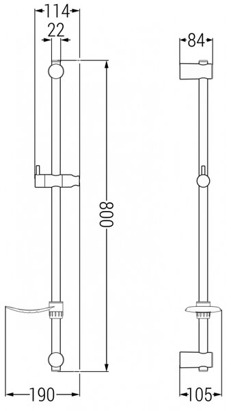 Mexen DF sprchová tyč s mýdlenkou 80 cm, bílá - 79382-20