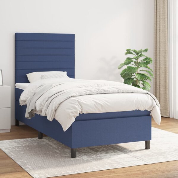 Box spring postel s matrací modrá 80x200 cm textil 3141815