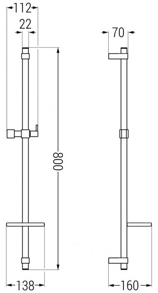 Mexen DQ sprchová tyč s mýdlenkou 80 cm, chrom - 79381-00