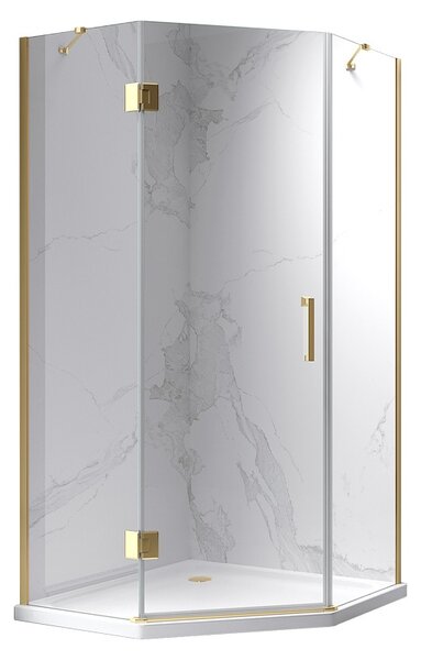 BPS-koupelny Pětiúhelníkový sprchový kout KZ10A GL 80x80 zlatá/transparent - bez vaničky