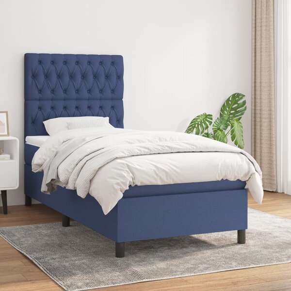 Box spring postel s matrací modrá 90x190 cm textil 3141983