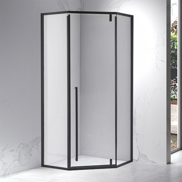BPS-koupelny Pětiúhelníkový sprchový kout BS07C 100x100 černá/transparent + vanička SXL07C WH bílá