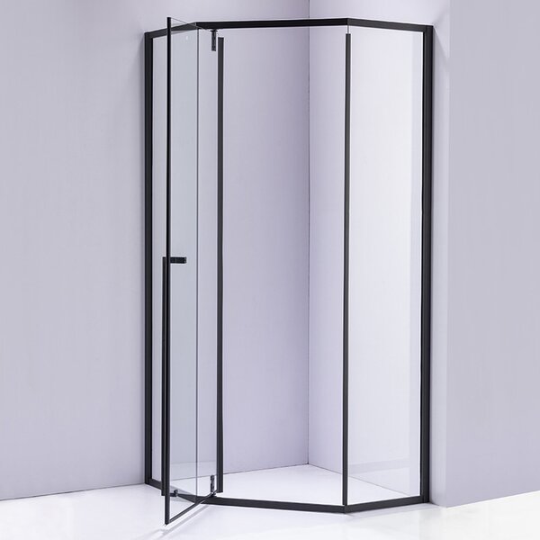 BPS-koupelny Pětiúhelníkový sprchový kout BS07C 100x100 černá/transparent + vanička SXL07C WH bílá