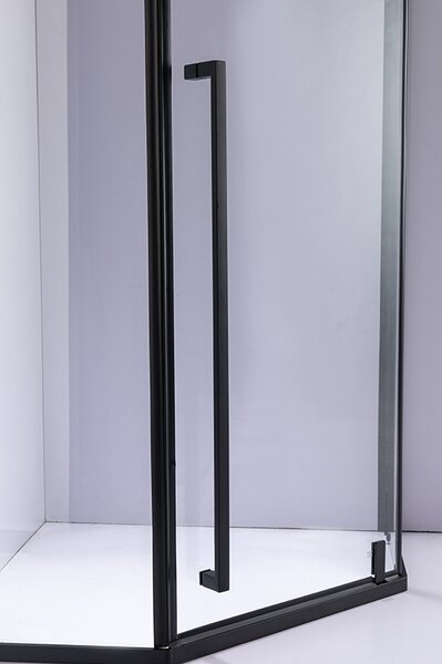 BPS-koupelny Pětiúhelníkový sprchový kout BS07C 100x100 černá/transparent + vanička SXL07C WH bílá