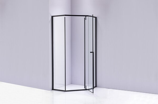 BPS-koupelny Pětiúhelníkový sprchový kout BS07C 100x100 černá/transparent + vanička SXL07C WH bílá