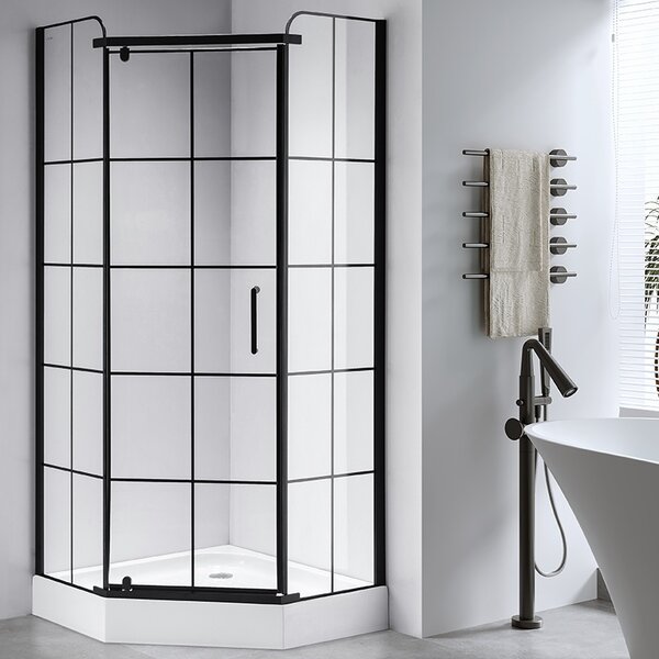 BPS-koupelny Pětiúhelníkový sprchový kout BS06B 90x90 černá/transparent - bez vaničky