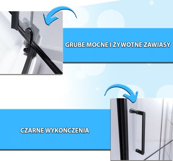BPS-koupelny Pětiúhelníkový sprchový kout BS06B 90x90 černá/transparent - bez vaničky