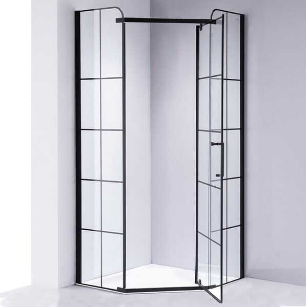 BPS-koupelny Pětiúhelníkový sprchový kout BS06B 90x90 černá/transparent - bez vaničky