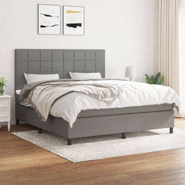 Box spring postel s matrací tmavě šedá 160x200 cm textil 3141786