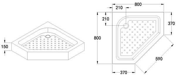 BPS-koupelny Pětiúhelníkový sprchový kout KZ91A BL 80x80 černá/transparent + vanička SXL07A BL černá