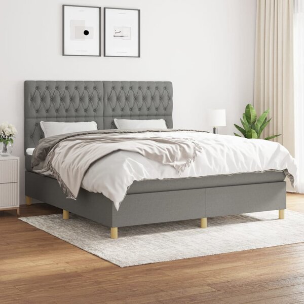 Box spring postel s matrací tmavě šedá 180x200 cm textil 3142594