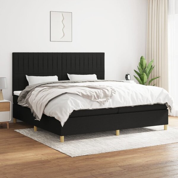 Box spring postel s matrací černá 200x200 cm textil 3142523