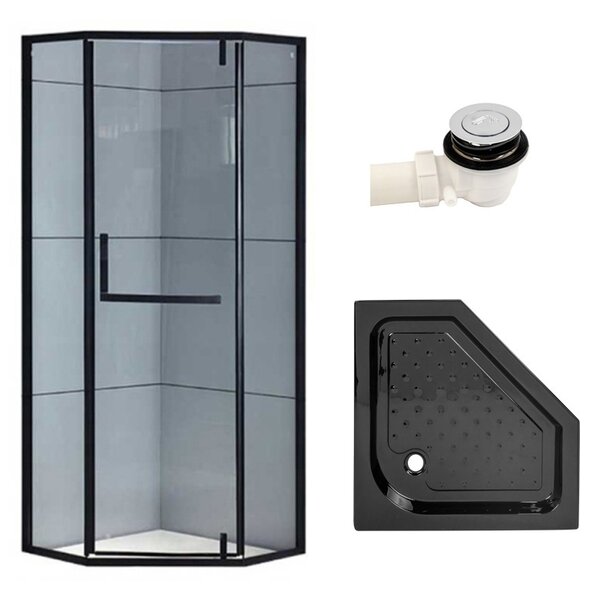 BPS-koupelny Pětiúhelníkový sprchový kout KZ4026A BL 80x80 černá/transparent + vanička SXL07A BL černá