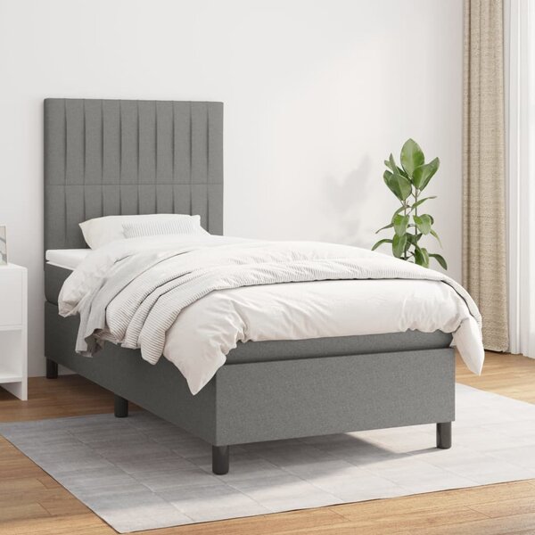 Box spring postel s matrací tmavě šedá 80 x 200 cm textil 3141890