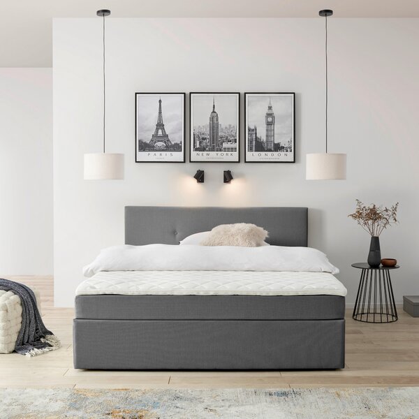 AMERICKÁ POSTEL, 180/200 cm, šedá P & B - Postele boxspring, Online Only