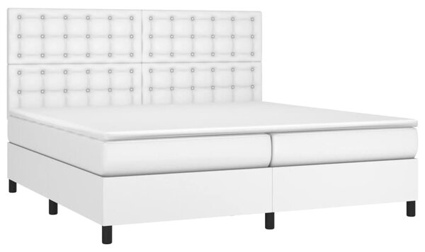 Box spring postel s matrací bílá 200x200 cm umělá kůže 3142864