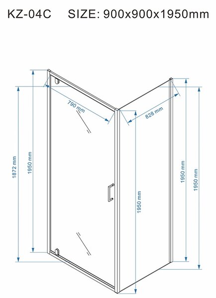 BPS-koupelny Čtvercový sprchový kout KZ1390B BL 90x90 černý/transparent + vanička RIKO BL černá
