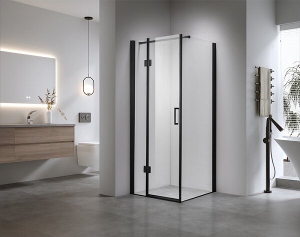 BPS-koupelny Čtvercový sprchový kout KZ1390B BL 90x90 černý/transparent + vanička RIKO BL černá