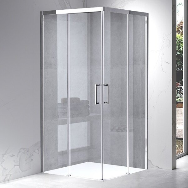 BPS-koupelny Čtvercový sprchový kout KZ90B 90x90 chrom/transparent + vanička RIKO BL černá