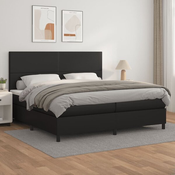 Box spring postel s matrací černá 200x200 cm umělá kůže 3142743