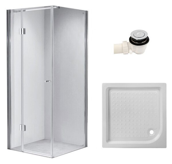 BPS-koupelny Čtvercový sprchový kout KZ1390A 80x80 chrom/transparent + vanička SXL02A WH bílá
