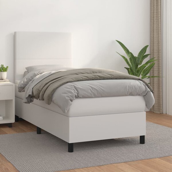 Box spring postel s matrací bílá 80 x 200 cm umělá kůže 3142690