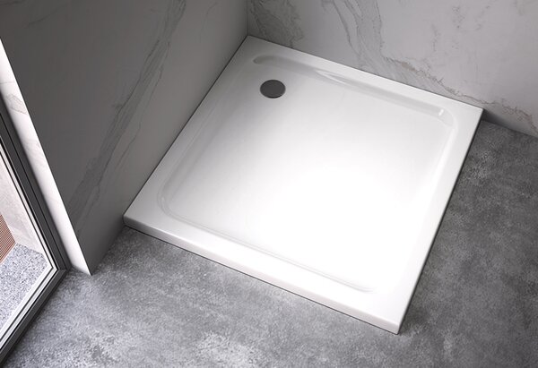 BPS-koupelny Čtvercový sprchový kout KZ1390A BL 80x80 černá/transparent + vanička ST02A WH bílá