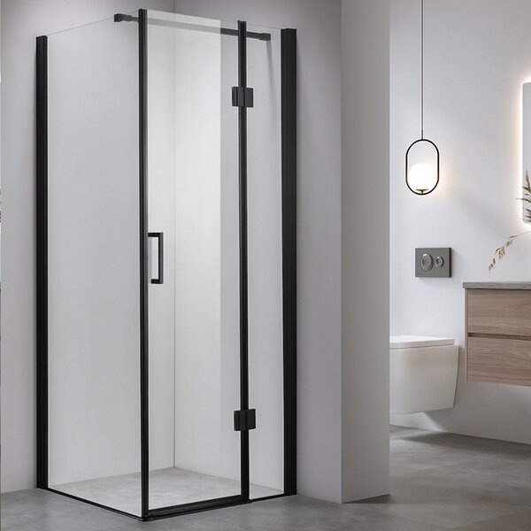 BPS-koupelny Čtvercový sprchový kout KZ1390A BL 80x80 černá/transparent + vanička ST02A WH bílá