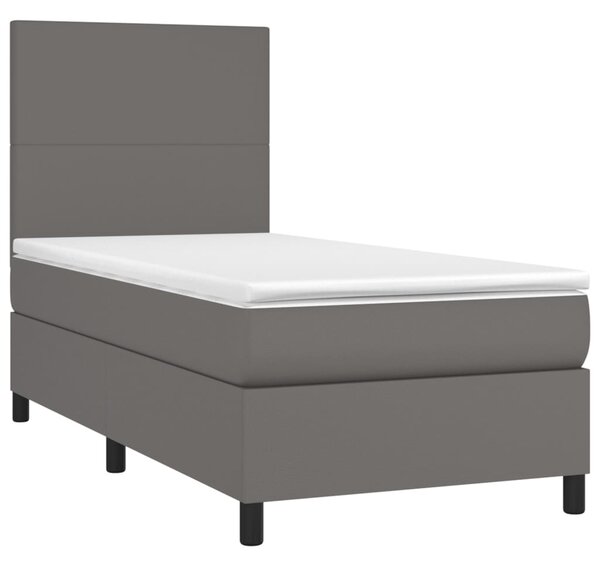 Box spring postel s matrací šedá 90x190 cm umělá kůže 3142699