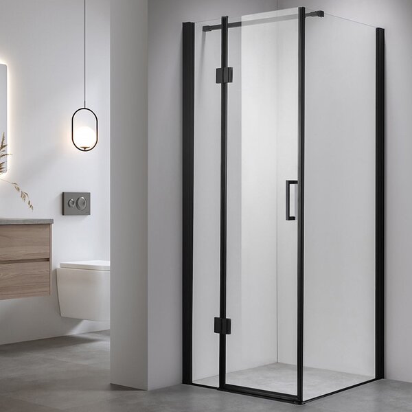 BPS-koupelny Čtvercový sprchový kout KZ1390A BL 80x80 černá/transparent + vanička ST02A WH bílá