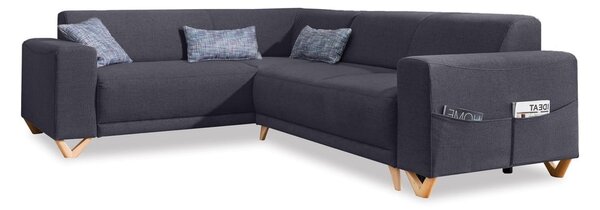 Antracitová rozkládací/s úložným prostorem rohová pohovka (levý roh/do L) Classy Sophie – Miuform
