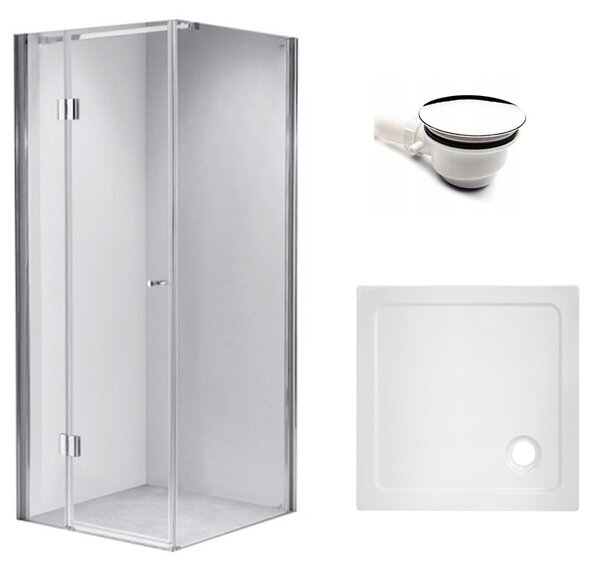BPS-koupelny Čtvercový sprchový kout KZ1390A 80x80 chrom/transparent + vanička ST02A WH bílá