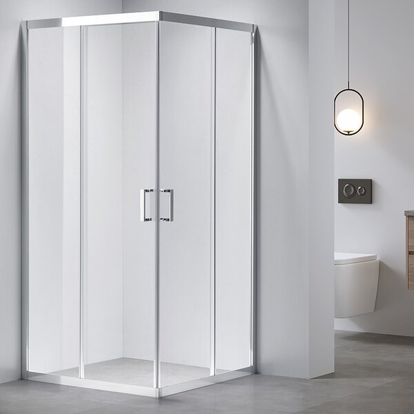 BPS-koupelny Čtvercový sprchový kout KZ102B 90x90 chrom/transparent + vanička RIKO BL černá
