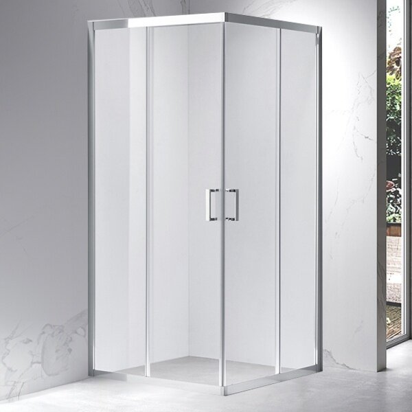 BPS-koupelny Čtvercový sprchový kout KZ102B 90x90 chrom/transparent + vanička RIKO BL černá