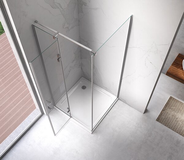 BPS-koupelny Čtvercový sprchový kout KZ01D 100x100 bílá/transparent + vanička ST06A BL černá