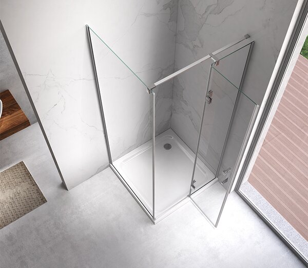 BPS-koupelny Čtvercový sprchový kout KZ01D 100x100 bílá/transparent + vanička ST06A BL černá